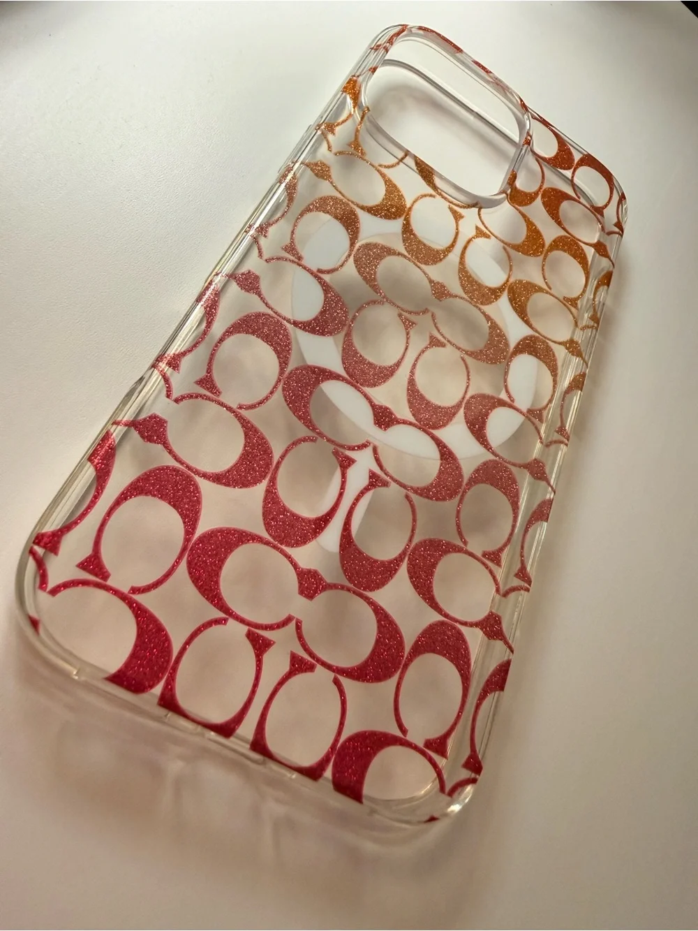 Coach Clear Glitter Logo Phone Case